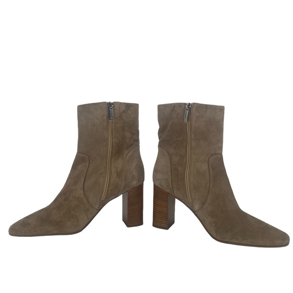 AQUATALIA | Luissa Shell Tan Ankle Side Zip Suede Booties | Size 9.5 - Picture 5 of 14